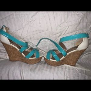 Mint and cream classic strap up Wedges